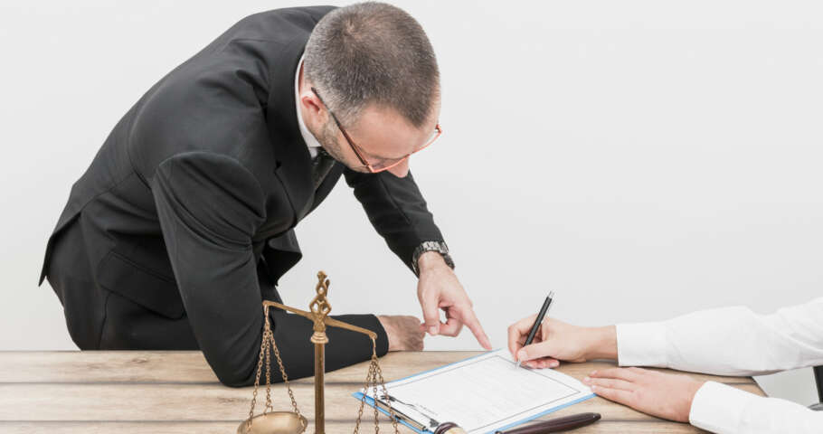 Lawyer pointing at how to file a criminal complaint